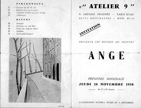 Invitation au vernissage : Ange (Edmond Fress)  l'Atelier 9 